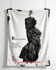 Balenciaga Vintage Ink Wash Fashion Sketch Flannel Throw Blanket for Sofa Wall Decor BA121